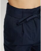 Pantalon paperbag en Coton Gregoria bleu marine